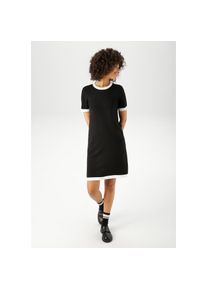 Aniston CASUAL, Damen, Strickkleid mit kontrastfarbigen Ripp-B&uuml;ndchen, schwarz-wollwei&szlig;, 46 - N-Gr, Kleid aus weicher Feinstrick-Qualit&auml;t