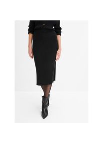 bonprix, Damen, Strickrock 3/4-L&auml;nge, mit Viskose, schwarz, 32/34 (XS), schwarz, Strickrock von bonprix f&uuml;r angenehmen Tragekomfort