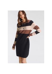 Tamaris, Damen, Strickkleid aus Feinstrick, f&uuml;r Casualmode und Fr&uuml;hling, gestreifte Optik, schwarz-sand, N-Gr, 38 -N-Gr, schwarz-sand, Strickkleid von