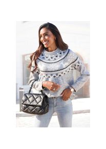 Lascana, Norwegerpullover aus weichem Strick, Weihnachtspullover, Strickpullover mit Wintermotiv, grau meliert, 36/38, Norwegerpullover