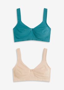 Minimizer T-shirt bh zonder beugels met biologisch katoen (set van 2) - petrol - maat 105E - met katoen - bonprix