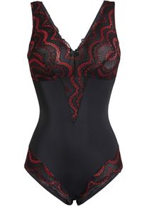 Met kant versierde corrigerende body medium corrigerend - zwart - maat 46 - bonprix