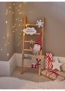 Ornament ladder met kerstkabouter - beige - maat 45x16 cm - bonprix