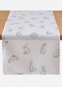 Tafelloper met hazenprint - wit - maat 40x140 cm - bonprix