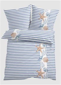 Linon dekbedovertrek - blauw - maat 200x200 cm - 100% katoen - bonprix