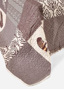 Plaid met patchworkprint - beige - maat 180x250 cm - microvezel - bonprix