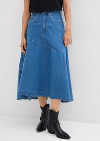 Jeansskj&oslash;rt High Waist midi-lengde, bl&aring;, st&oslash;rrelse 36, bonprix