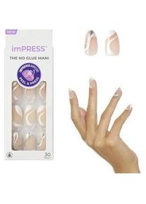 KISS, Nagelstyling + Kunstn&auml;gel, No Glue Mani Press On Nails 'On My Mind' White Beige (Weiss-Beige)