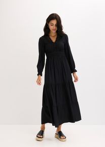 Maxikleid aus reiner Viskose, schwarz, Gr&ouml;&szlig;e 50, bonprix