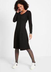 Strickkleid in ausgestellter Form, schwarz, Gr&ouml;&szlig;e 52/54 (XXL), mit Baumwolle, bonprix