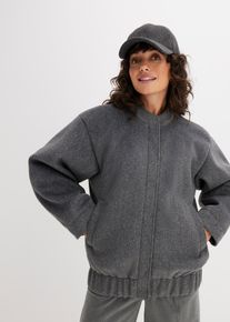 bonprix Bomberka oversize z materiału w optyce wełny, szary, 48