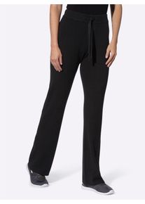 Heine Dames Gebreide broek met licht uitlopende pijpen in zwart ,maat 34, Witt, 50% Viscose, 28% Polyester, 22% Polyamide