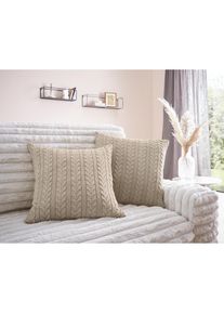 LeGer Home by Lena Gercke Dekokissen &raquo;Trisha, 2er Set&laquo; Modernes Strickmuster, 50x50, ohne F&uuml;llung, Zopfmuster, 2er Set