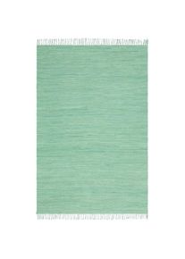 OTTO home Wollteppich &raquo;Ares&laquo; rechteckig 5 mm H&ouml;he Uni Farben, handgewebt, mit Fransen, reine Baumwolle, waschbar, L&auml;ufer