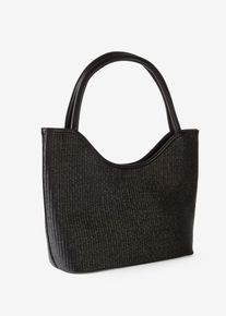 Shoppingv&auml;ska med halmlook - svart - storlek 23,5x36 cm - bonprix