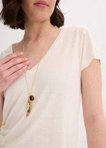 Halsband med h&auml;nge i form av en fj&auml;der - guld - storlek Onesize - bonprix