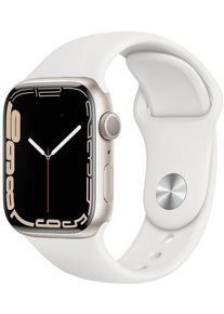 Apple Watch Series 7 Alluminio 45 mm (2021) | GPS + Cellular | Galassia | Cinturino Sport bianco