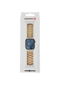 Swissten Metal Band for Apple Watch 42/44/45/49 mm Gold (Edelstahl), Uhrenarmband, Gold