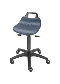 Lotz, B&uuml;rostuhl, Drehhocker mit Rollen PU-Schaum blau Sitzh&ouml;henverstellung 520-710 mm (52 - 71 cm)