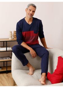 COMTE Herren Schlafanzug in marine-kirsche-geringelt ,Gr&ouml;&szlig;e 44/46, Witt, 100% Baumwolle