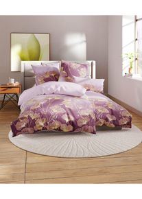 w&auml;schepur unisex Bettw&auml;sche in violett-burgund-bedruckt ,Gr&ouml;&szlig;e 40x80/135x200 cm, Witt, 100% Baumwolle