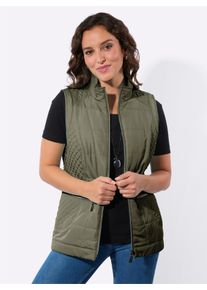 Damen Steppweste mit hohem Stehkragen in khaki ,Gr&ouml;&szlig;e 40, WITT, 100% Polyester. Wattierung: 100% Polyester