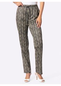 Dames Jerseybroek van gerecycled polyester in zwart gekarteld ,maat 38, WITT, 100% Polyester