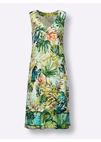 COMODO Damen Sommerkleid in champagner-petrol-bedruckt ,Gr&ouml;&szlig;e 52/54, Witt, 95% Viskose, 5% Elasthan