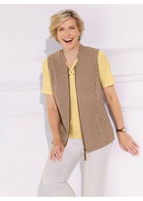 Damen Jerseyweste mit Stehkragen in braun-sand-gemustert ,Gr&ouml;&szlig;e 54, WITT, 66% Polyester, 34% Baumwolle