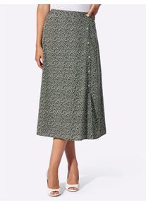 Damen Schlupfrock mit Zierknopfleiste in schwarz-gelb-bedruckt ,Gr&ouml;&szlig;e 42, WITT, 100% Polyester