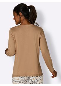 w&auml;schepur Dames Pyjama-Shirt in ecru ,maat 36/38, Witt, 50% Katoen, 50% Modal