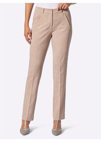Dames Geweven broek met sierstuds in sesam gem&ecirc;leerd ,maat 38, WITT, 49% Polyester, 48% Viscose, 3% Elastan