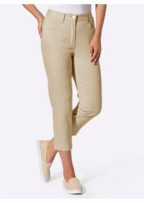 Dames 7/8-jeans met decoratieve pijpzoom in zand ,maat 19, WITT, 96% Katoen, 4% Elastan