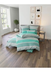 w&auml;schepur unisex Bettw&auml;sche in salbei-mint-gestreift ,Gr&ouml;&szlig;e 40x80/135x200 cm, Witt, 100% Baumwolle