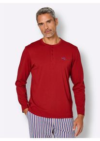 Heren Pyjama-Shirt in kers ,maat 44/46, WITT, 100% Katoen