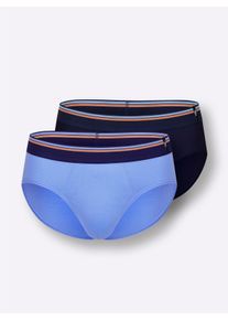 Heren Slip in marine + hemelsblauw ,maat 5, Witt, 95% Katoen, 5% Elastan