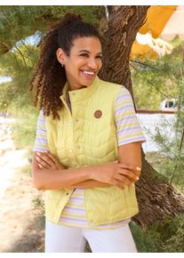 Dames Bodywarmer met zigzagpatroon in citroen ,maat 36, WITT, 100% Polyester. Wattering: 100% Polyester