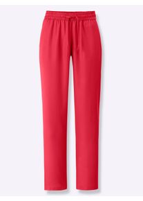 Dames Comfortbroek van gestructureerd materiaal in aardbei ,maat 36, WITT, 100% Viscose