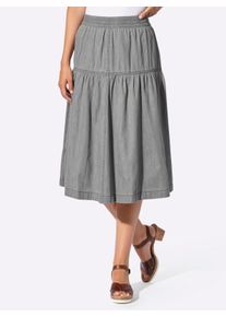 Damen Jeansrock mit Rundum-Dehnbund in light grey-denim + graphit-denim ,Gr&ouml;&szlig;e 52, WITT, 100% Baumwolle