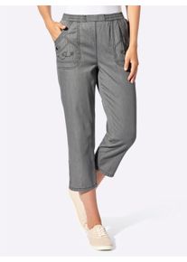 Damen 3/4-Jeans mit Zierkn&ouml;pfen in light grey-denim + graphit-denim ,Gr&ouml;&szlig;e 50, WITT, 100% Baumwolle