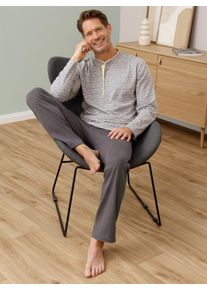 Herren Schlafanzug in grau-meliert-anthrazit-bedruckt ,Gr&ouml;&szlig;e 44/46, Witt, 100% Baumwolle. Top: 88% Baumwolle, 12% Polyester. Unterteil: 100% Baumwolle
