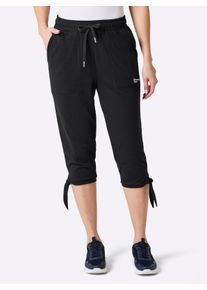 Dames Vrijetijdsbroek met lus op de pijpzoom in zwart ,maat 36/38, Witt, 50% Katoen, 50% Polyester