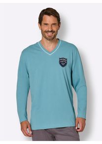 Herren Schlafanzug-Shirt in ozean ,Gr&ouml;&szlig;e 44/46, Witt, 100% Baumwolle
