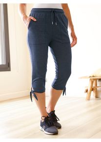 Damen Freizeithose mit Schleife am Beinabschluss in dunkelblau-meliert ,Gr&ouml;&szlig;e 44/46, Witt, 50% Baumwolle, 50% Polyester