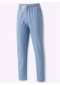 Herren Hose lang in mittelblau-ozean-bedruckt ,Gr&ouml;&szlig;e 44/46, Witt, 100% Baumwolle