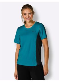 Dames Functioneel shirt met contrastinzetten in aquapetrol ,maat 36/38, Witt, 90% Polyester, 10% Elastan
