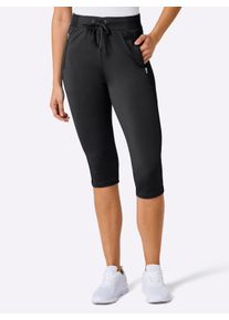 Dames Caprilegging met gedeeltelijke comfortband in zwart ,maat 36/38, Witt, 85% Polyester, 15% Elastan