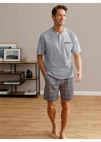 Herren Shorty in hellgrau-kirsche-kariert ,Gr&ouml;&szlig;e 44/46, Witt, 100% Baumwolle