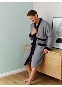 feel good Herren Bademantel in schwarz-wei&szlig;-meliert ,Gr&ouml;&szlig;e 44/46, Witt, 100% Baumwolle