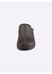 Heren Pantoffel met perforatie in chocolade ,maat 40, WITT, 100% Imitatieleer